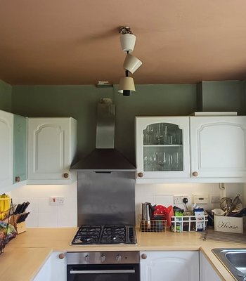 Kitchen ceiling freshly plastered
