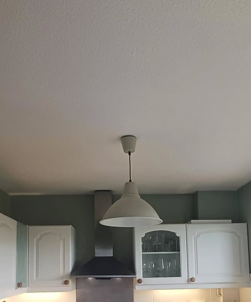 Kitchen ceiling after plastering and painting