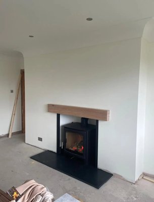 Finished living room around a log burner