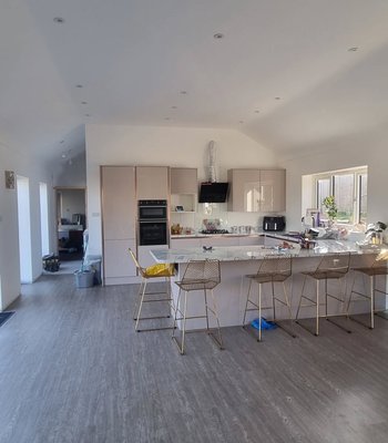 Finished open-plan kitchen